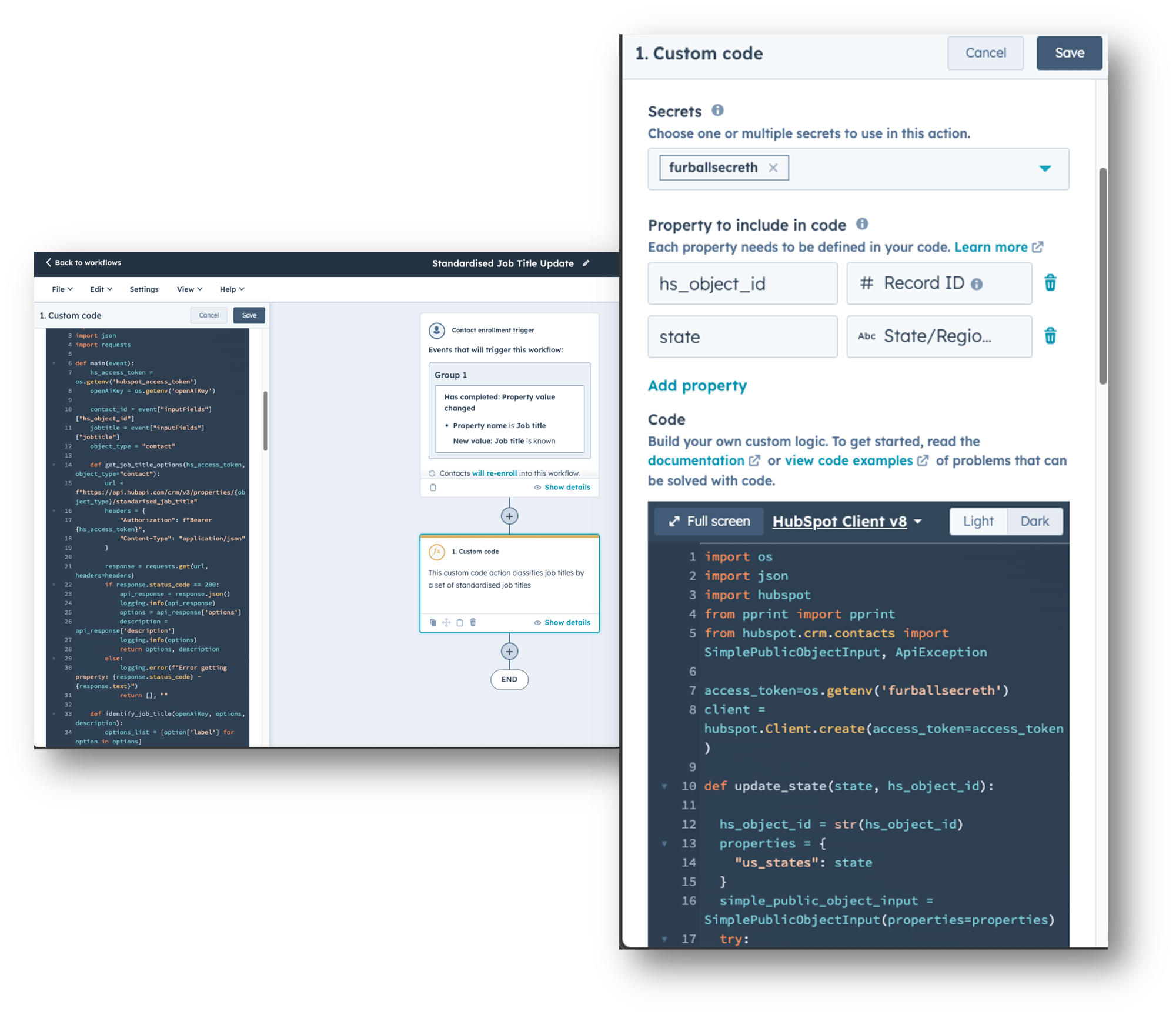 code snippet action code snippet action