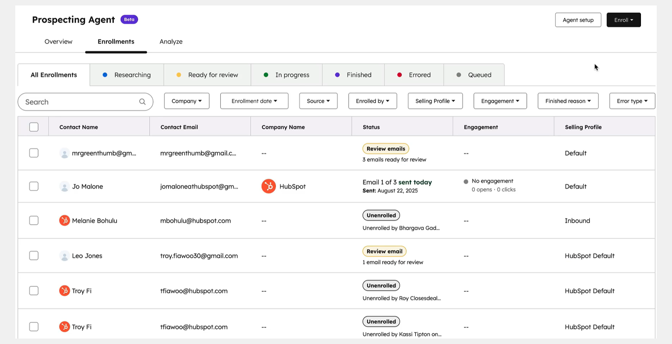 Personalised Outreach and the Prospecting Agent in Action