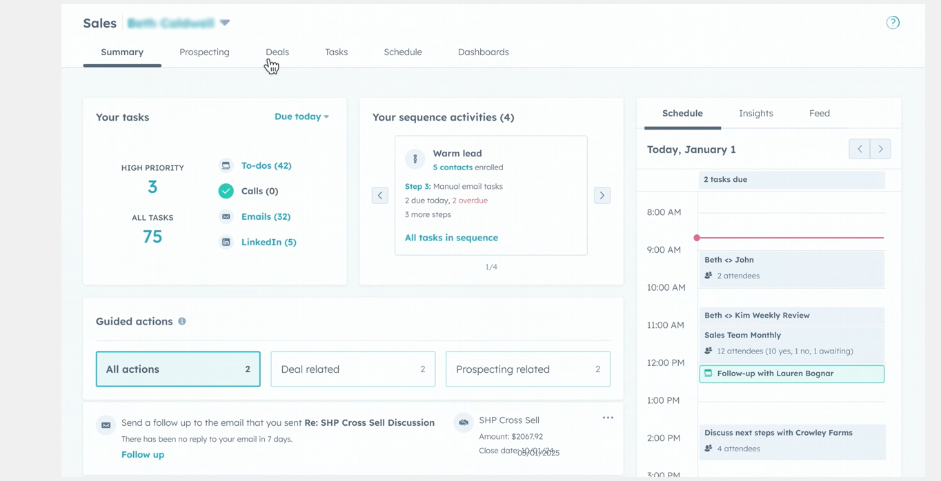 The Sales Workspace Overview and Daily Command Centre